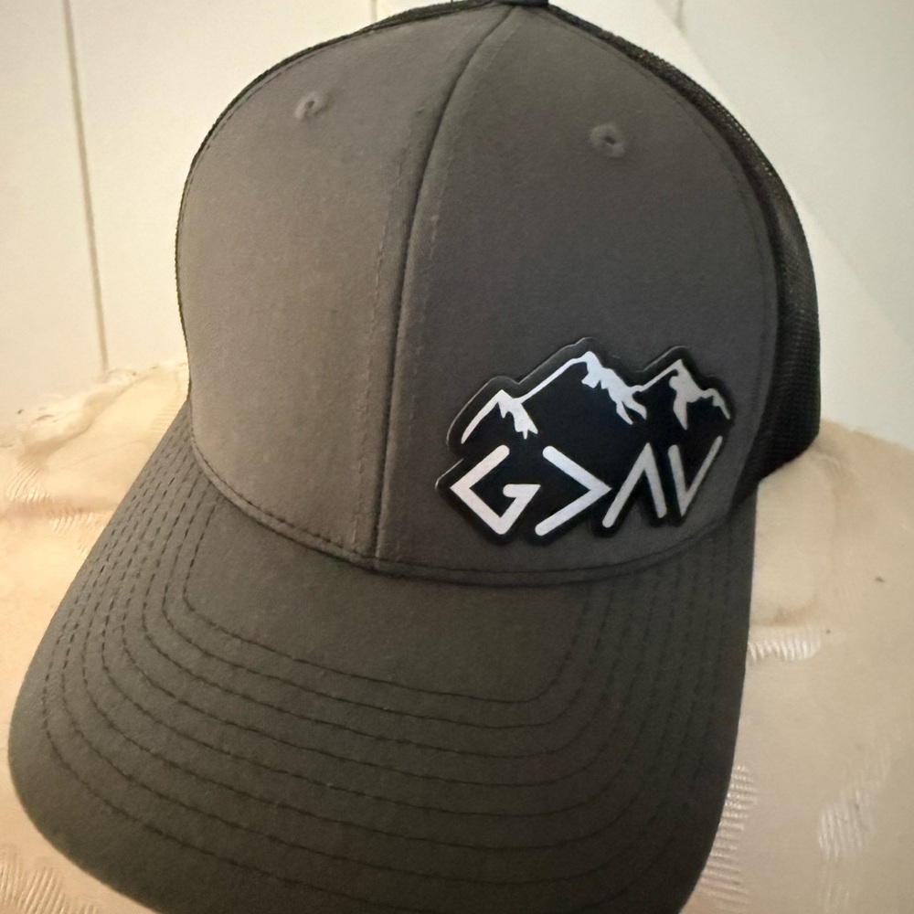Gray Trucker Hat with Mountain Logo